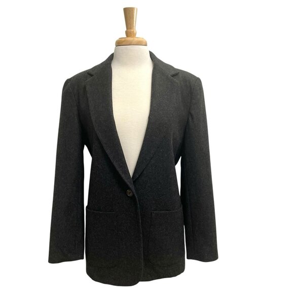 J. CREW Wool Blend Dark Academia Blazer Jacket Preppy Charcoal Gray size 4 - Picture 1 of 5